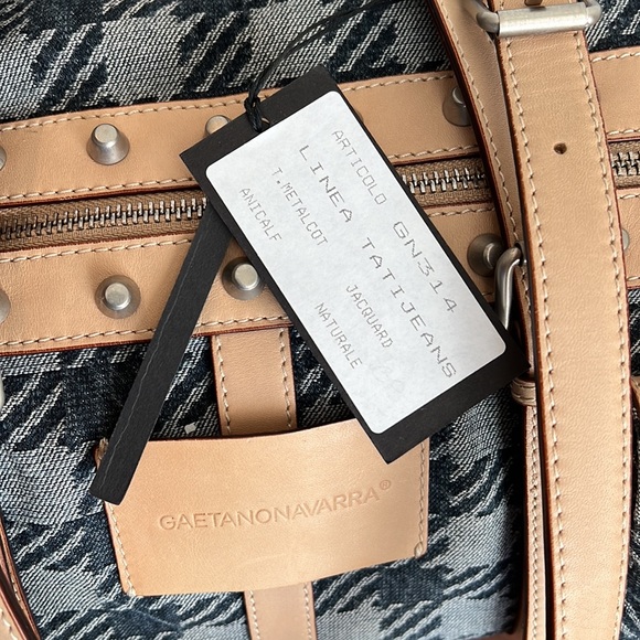 GAETANO NAVARRA LINEA TATIJEANS JACQUARD JEANS AND NATUAL CALF LEATHER BAG - Picture 5 of 15